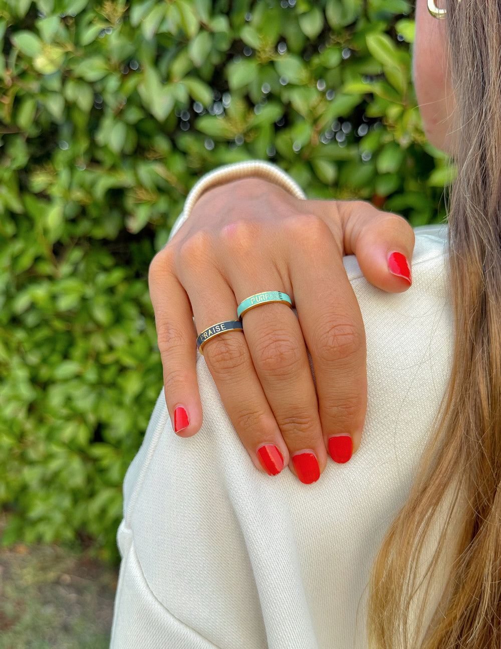 Navy Enamel Praise Ring – Christian Ring