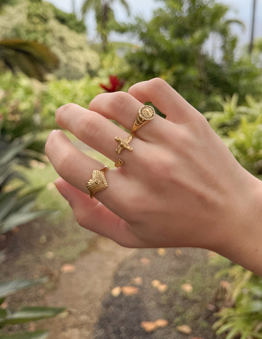 Textured Wrapped Cross Ring – Christian Ring