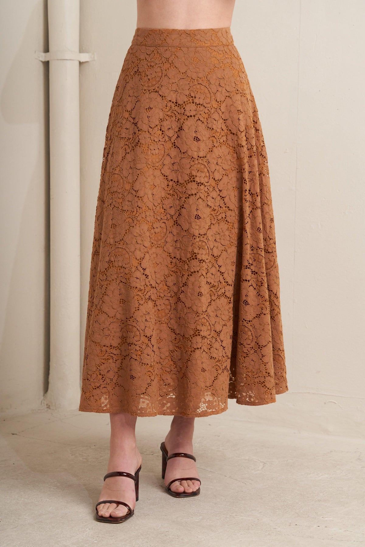 Purely Romantic Woven Lace Midi Skirt — Soul Flow Apparel