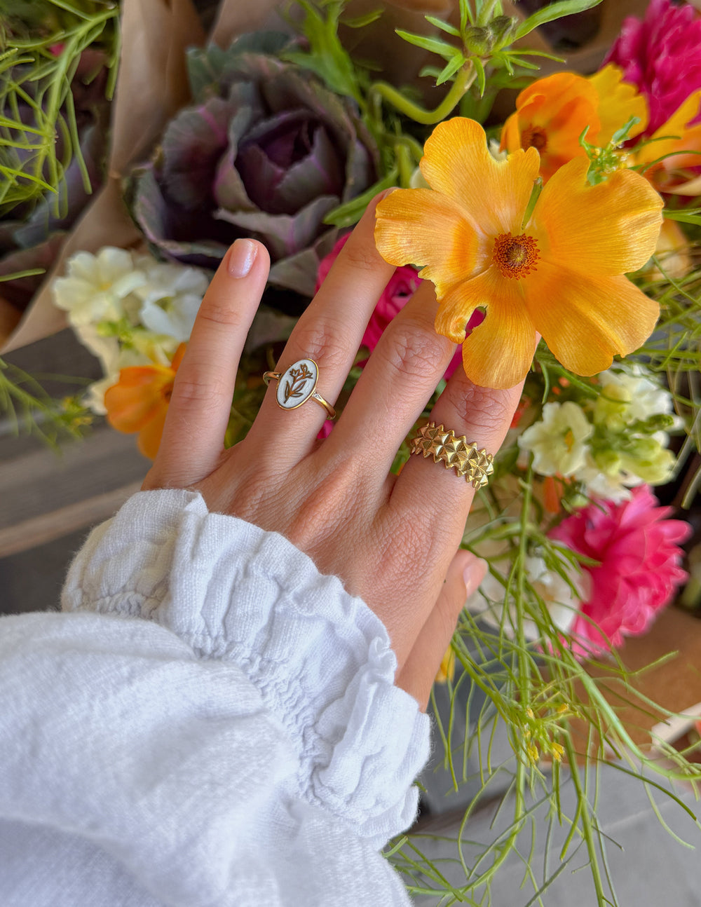 Bloom Again Enamel Ring – Christian Ring