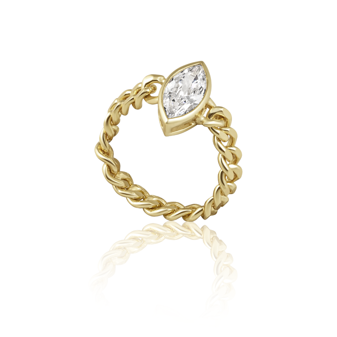 Marquise Bezel Chain Ring — Soul Flow Apparel