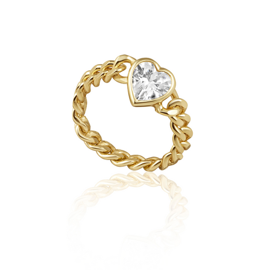Heart Bezel Chain Ring — Soul Flow Apparel