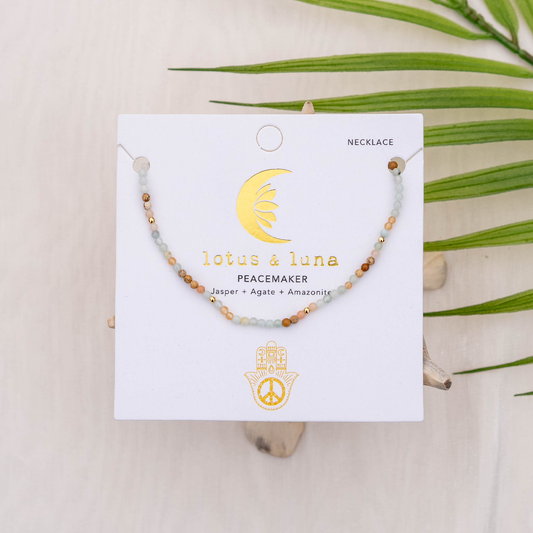 Peacemaker 2mm Metal Accent Healing Necklace, view 1 — Soul Flow Apparel