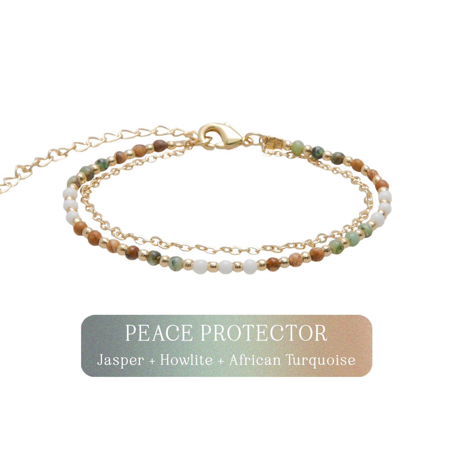 Peace Protector 2mm Layered Healing Bracelet, view 3 — Soul Flow Apparel