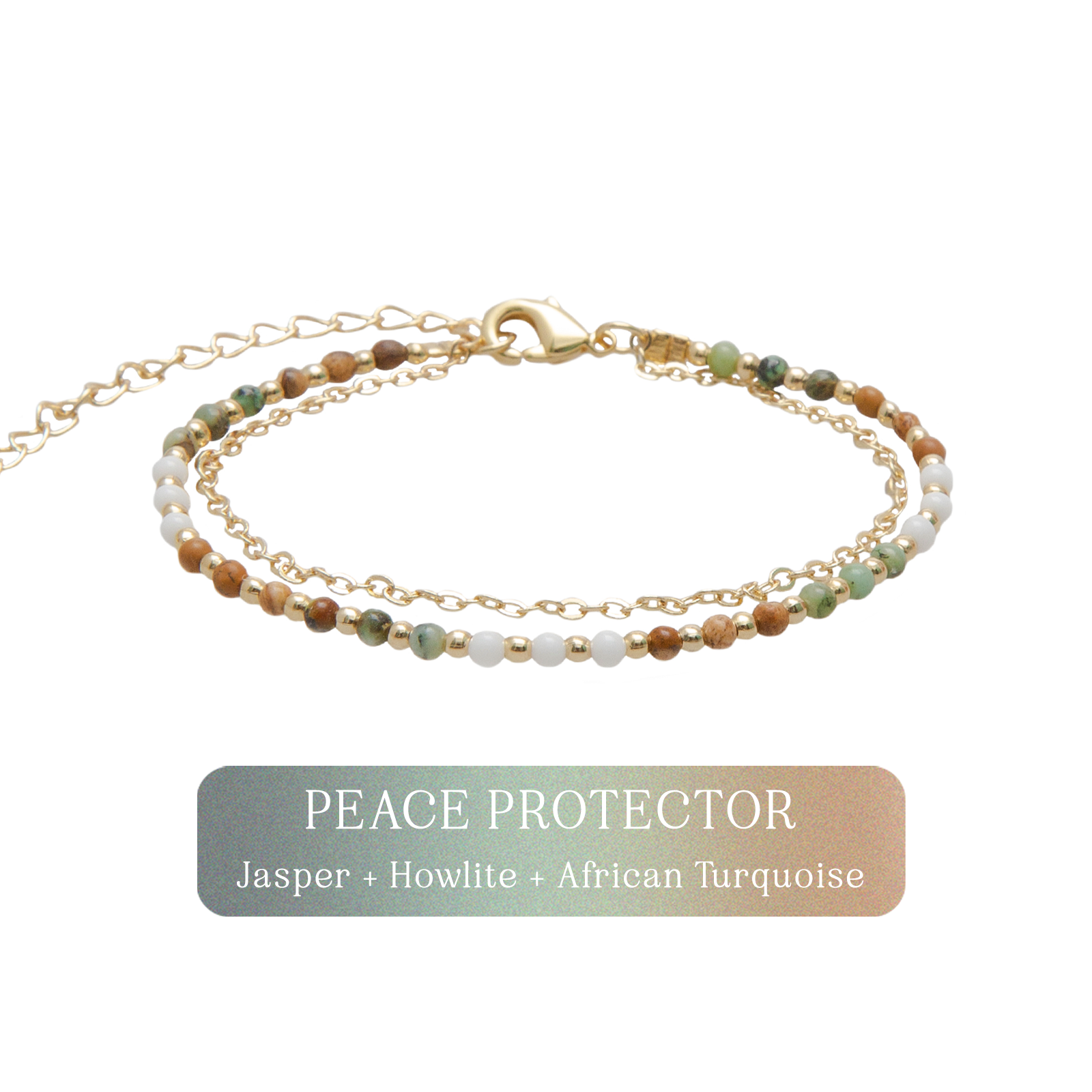 Peace Protector 2mm Layered Healing Bracelet, view 3 — Soul Flow Apparel