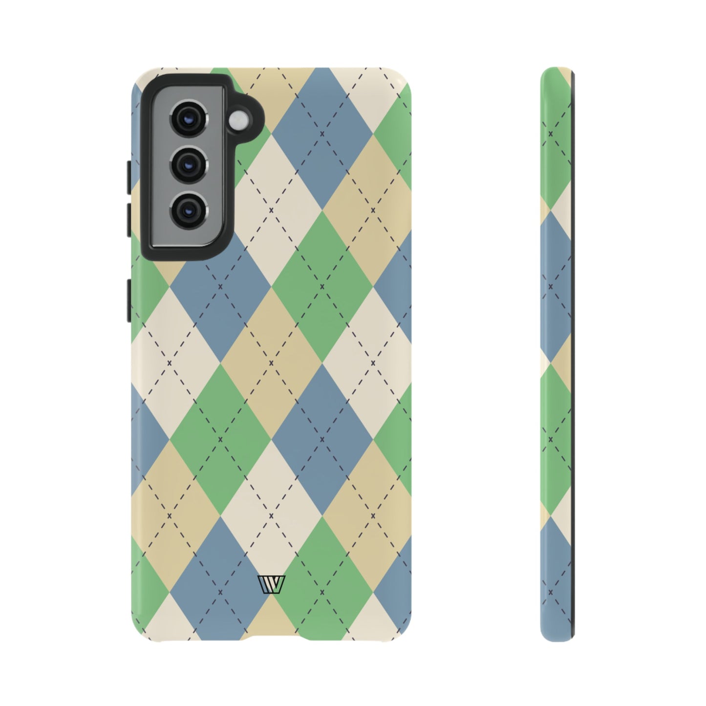 Green Blue Beige Argyle | Tough Phone Case, view 2048 — Soul Flow Apparel