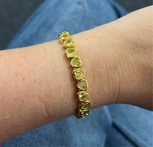 Stretchy Bezel Heart Bracelet Canary — Soul Flow Apparel