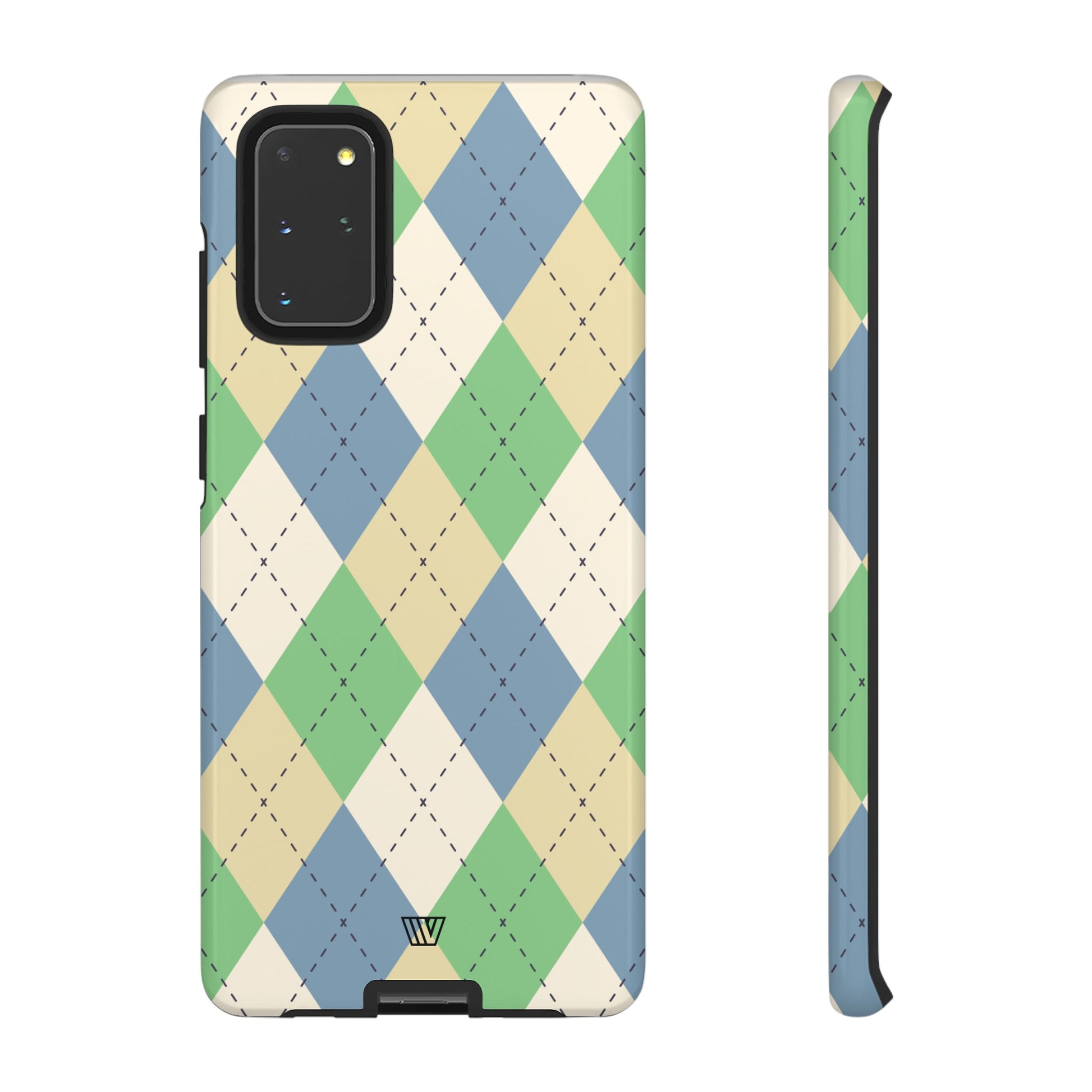 Green Blue Beige Argyle | Tough Phone Case, view 2048 — Soul Flow Apparel