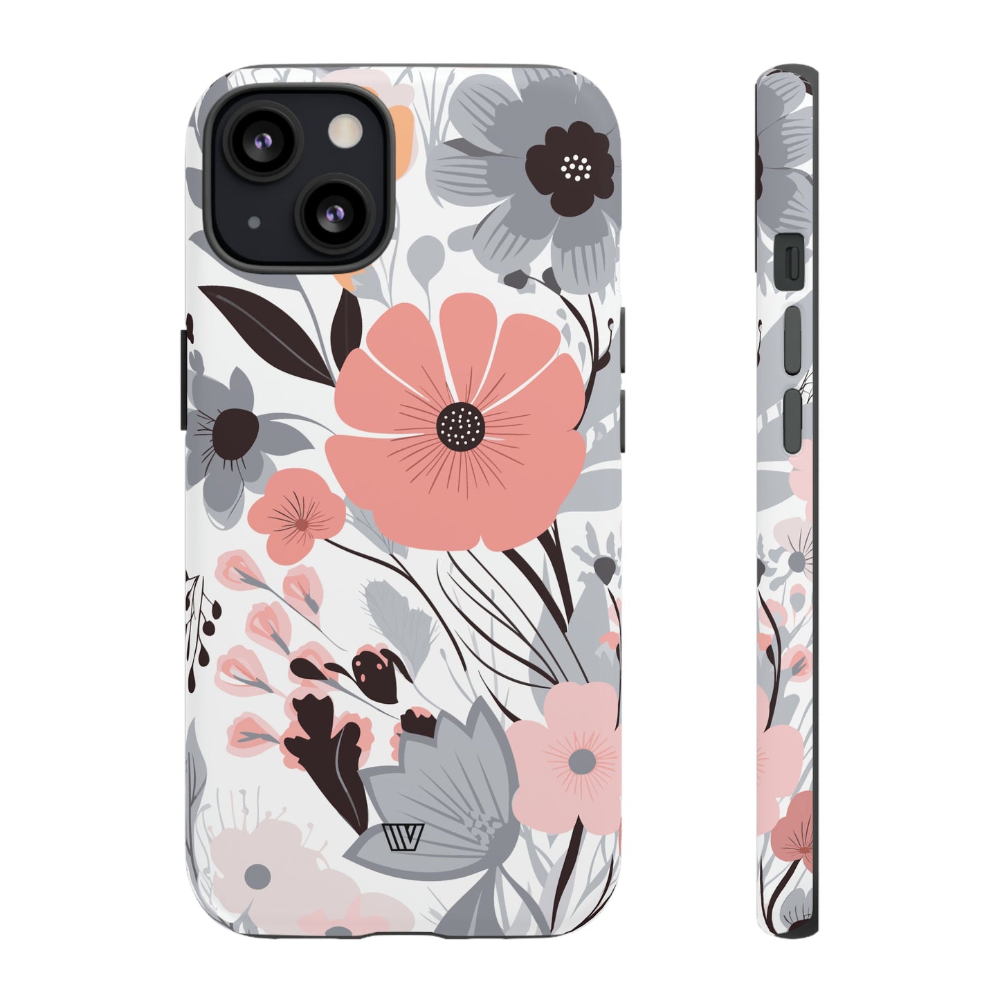 Gray Pastel Flowers | Tough Phone Case, view 2048 — Soul Flow Apparel