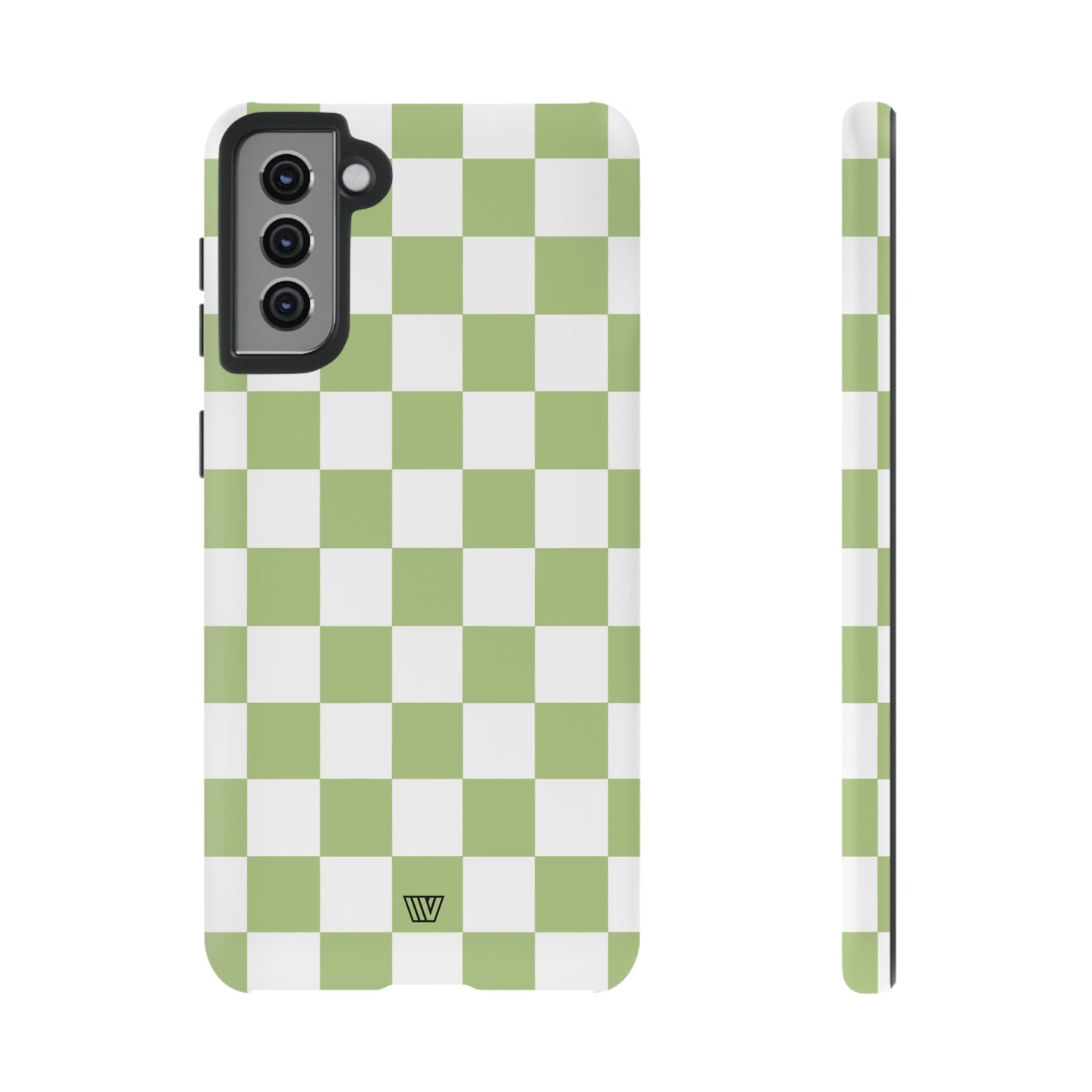 Pale Olive White Checkerboard | Tough Phone Case, view 2048 — Soul Flow Apparel