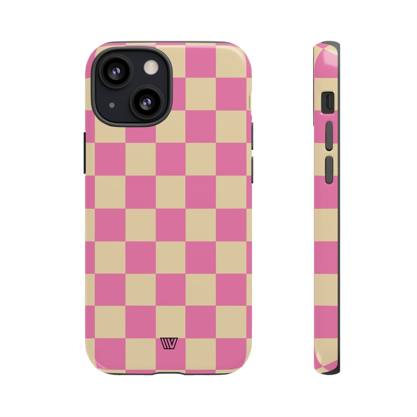 Pink Tan Checkerboard | Tough Phone Case, view 2048 — Soul Flow Apparel