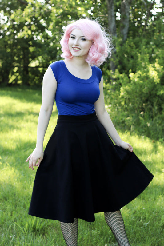 Retro Boat Neck Top in Royal Blue - 4x Only, 1 Left!, view 4821 — Soul Flow Apparel
