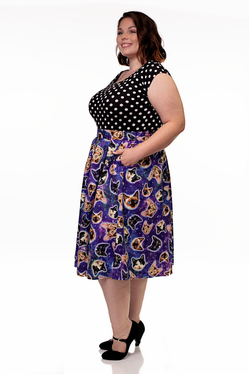 Doris Skirt in Space Cats in p1, view 3952 — Soul Flow Apparel