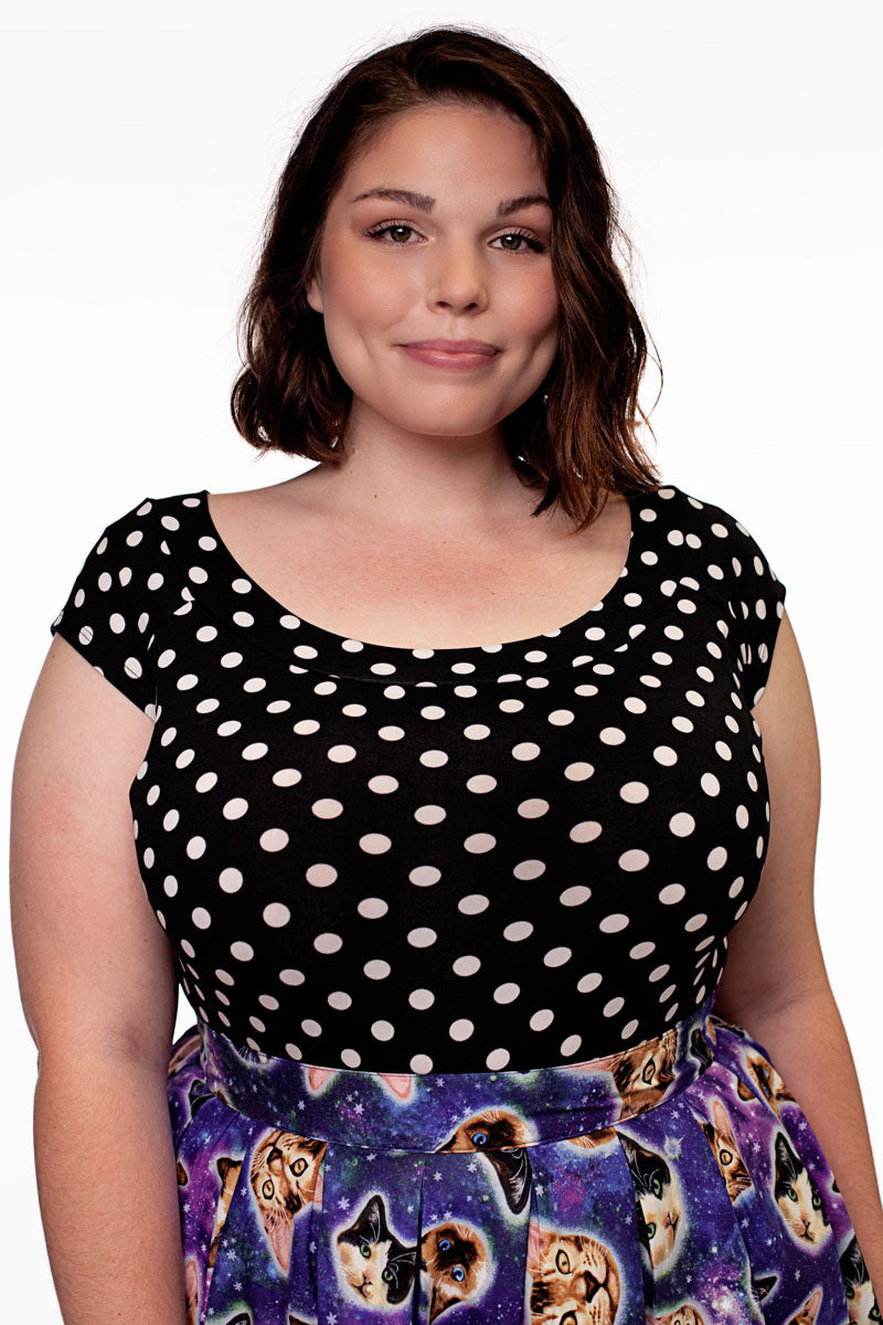 Boat Neck Top in Polka Dots in p3, view 3952 — Soul Flow Apparel