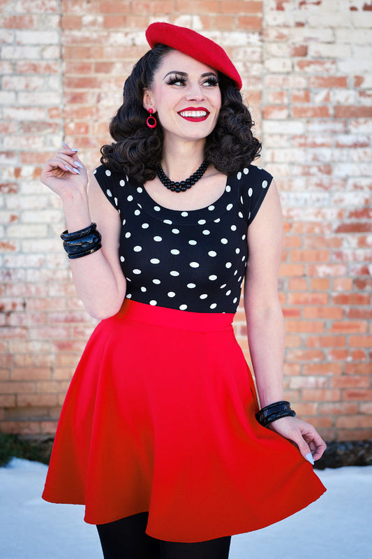 Red Skater Skirt, view 4388 — Soul Flow Apparel
