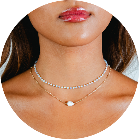 Moon Dancer 3mm Healing + Moonstone Necklace Stack in cover — Soul Flow Apparel