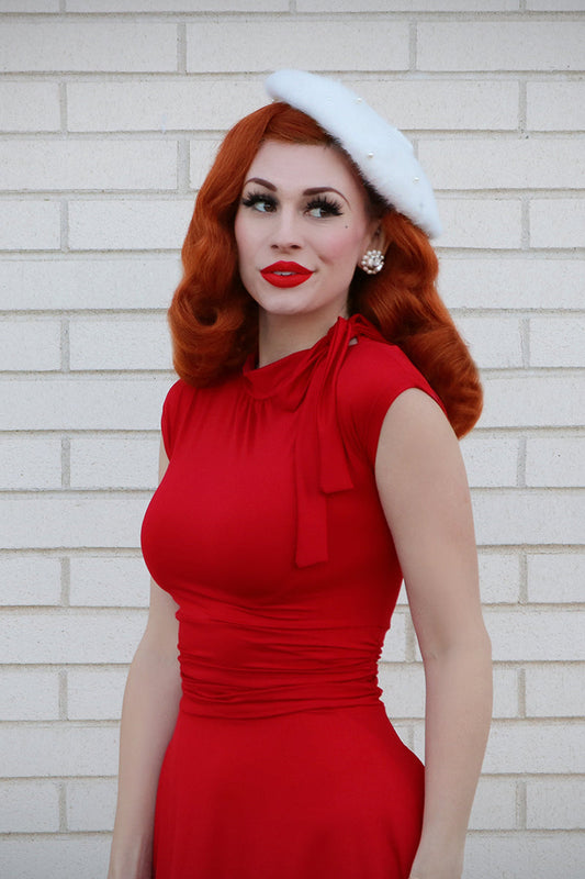 Bombshell Dress in Red - Plus Sizes Only in closeup — Soul Flow Apparel