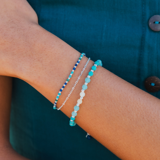 Anti-Anxiety + Healing 4mm Metal Accent Healing Bracelet, view 2 — Soul Flow Apparel