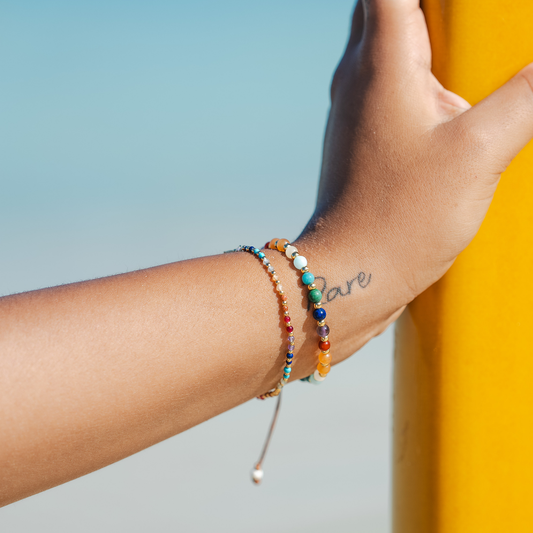 Aloha State of Mind 4mm Metal Accent Healing Bracelet, view 4 — Soul Flow Apparel