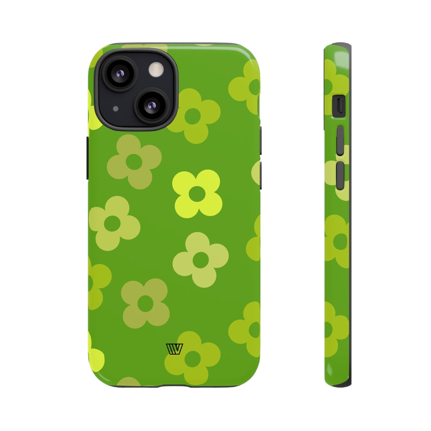 Green Retro Flowers | Tough Phone Case, view 2048 — Soul Flow Apparel