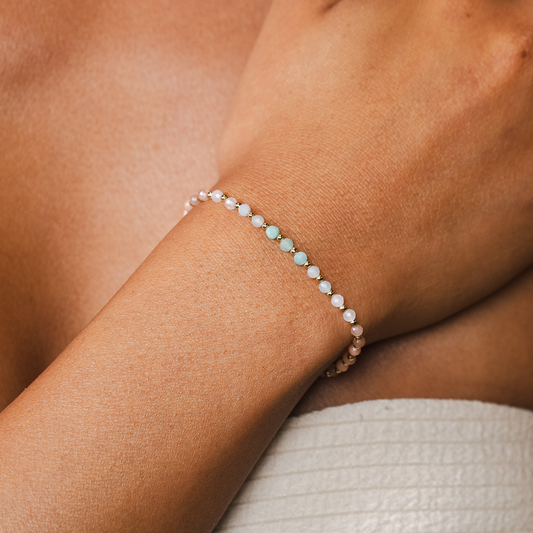 Positive Energy 3mm Metal Accent Healing Bracelet, view 5 — Soul Flow Apparel