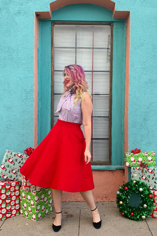 Charlotte Skirt in Red in a, view 12 — Soul Flow Apparel