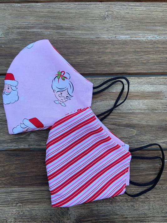 Mr. & Mrs. Claus / Candy Stripes Reversible Mask — Soul Flow Apparel