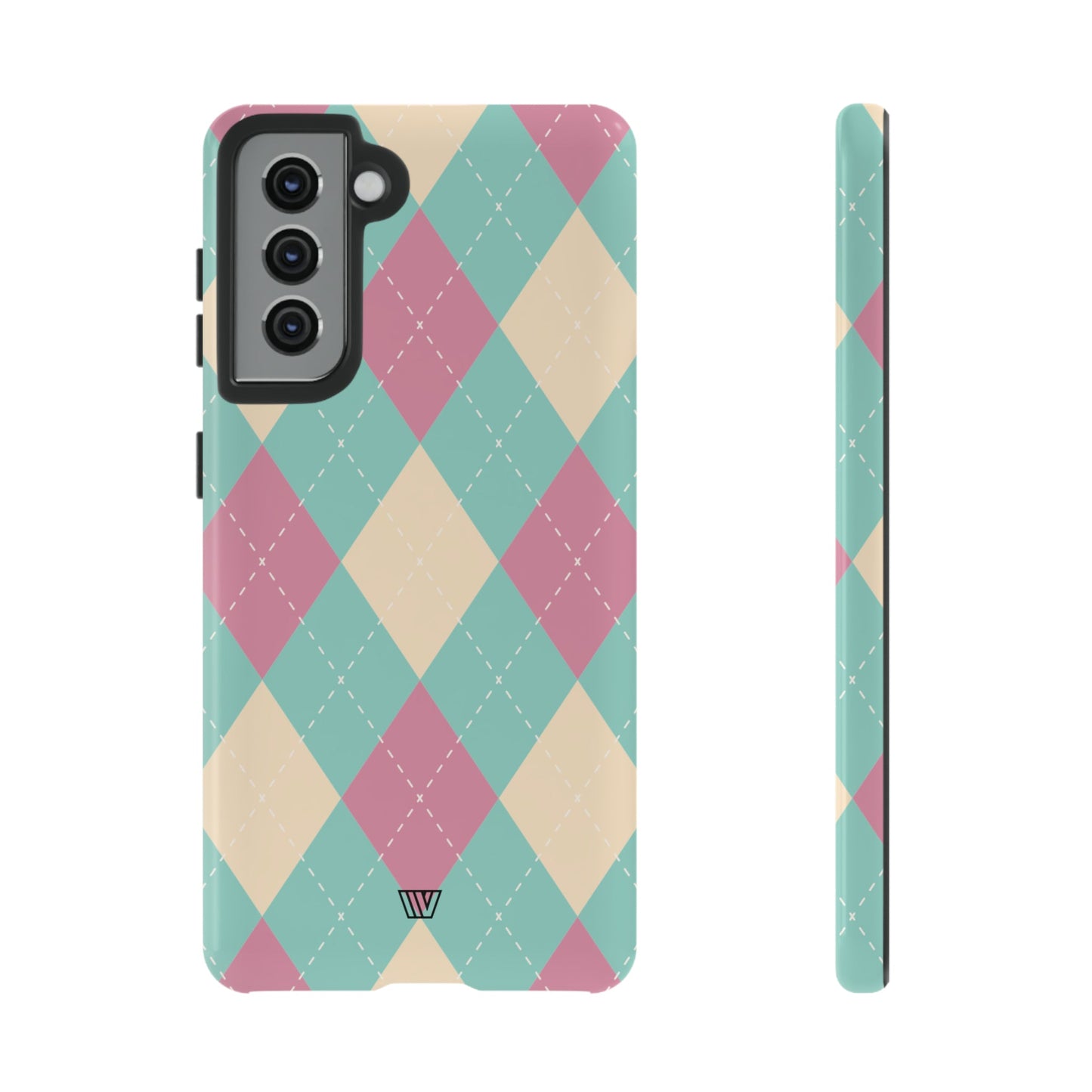 Blue Pink Beige Argyle | Tough Phone Case, view 2048 — Soul Flow Apparel