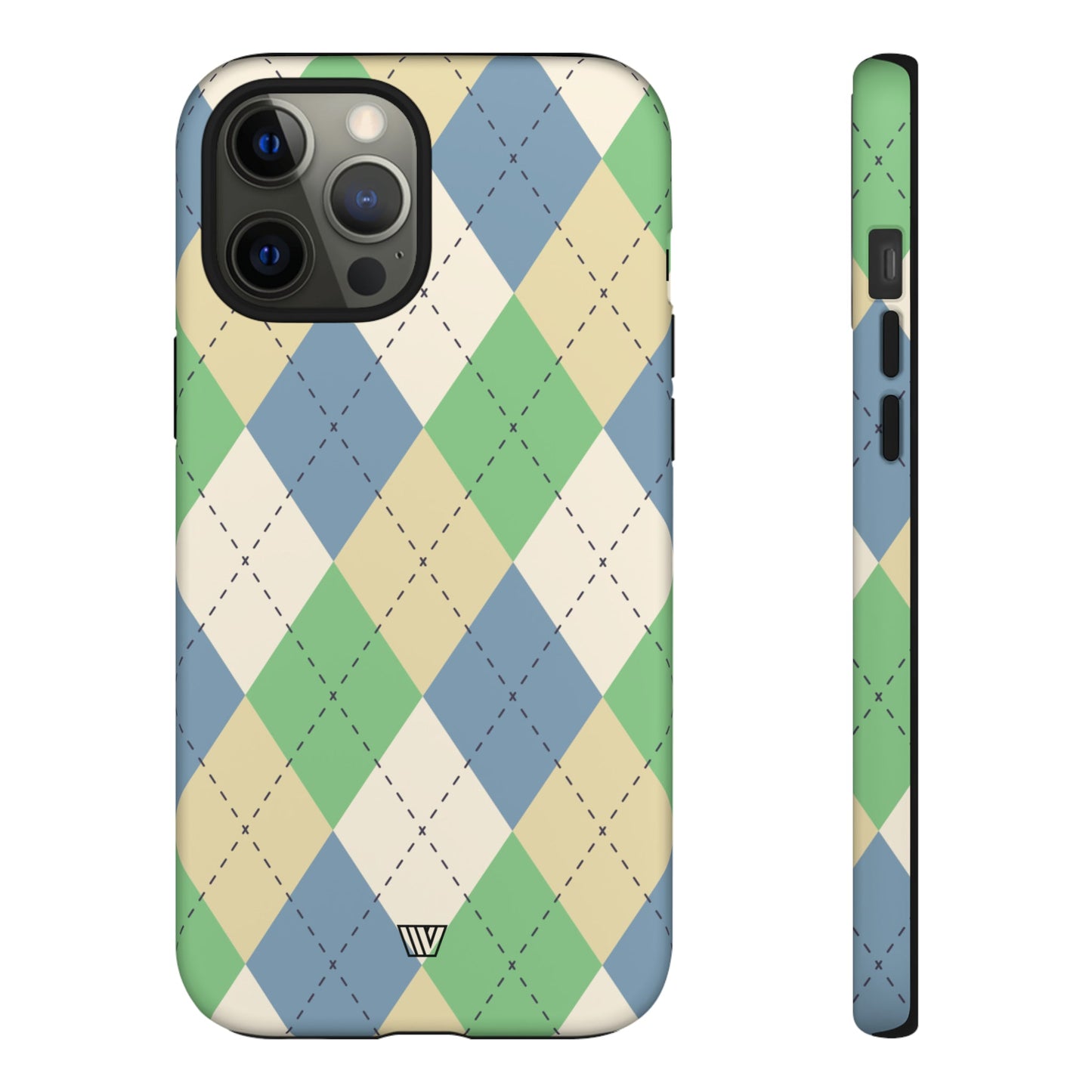 Green Blue Beige Argyle | Tough Phone Case, view 2048 — Soul Flow Apparel