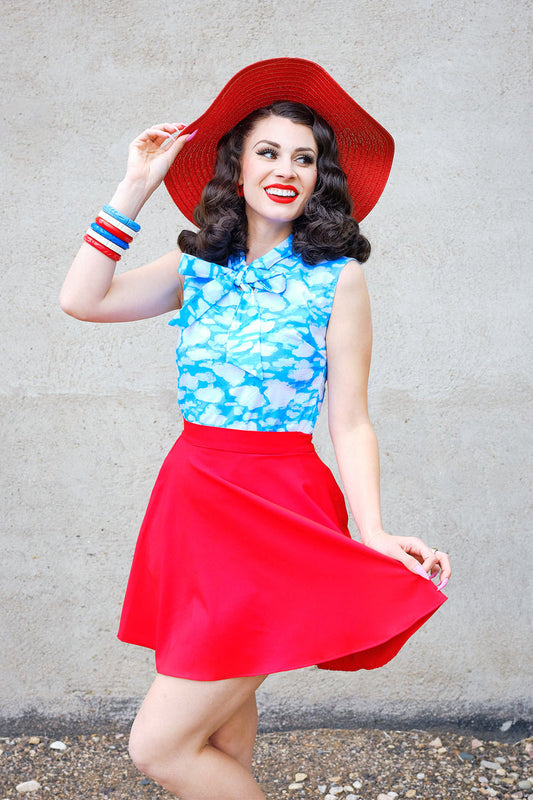 Red Skater Skirt, view 2 — Soul Flow Apparel