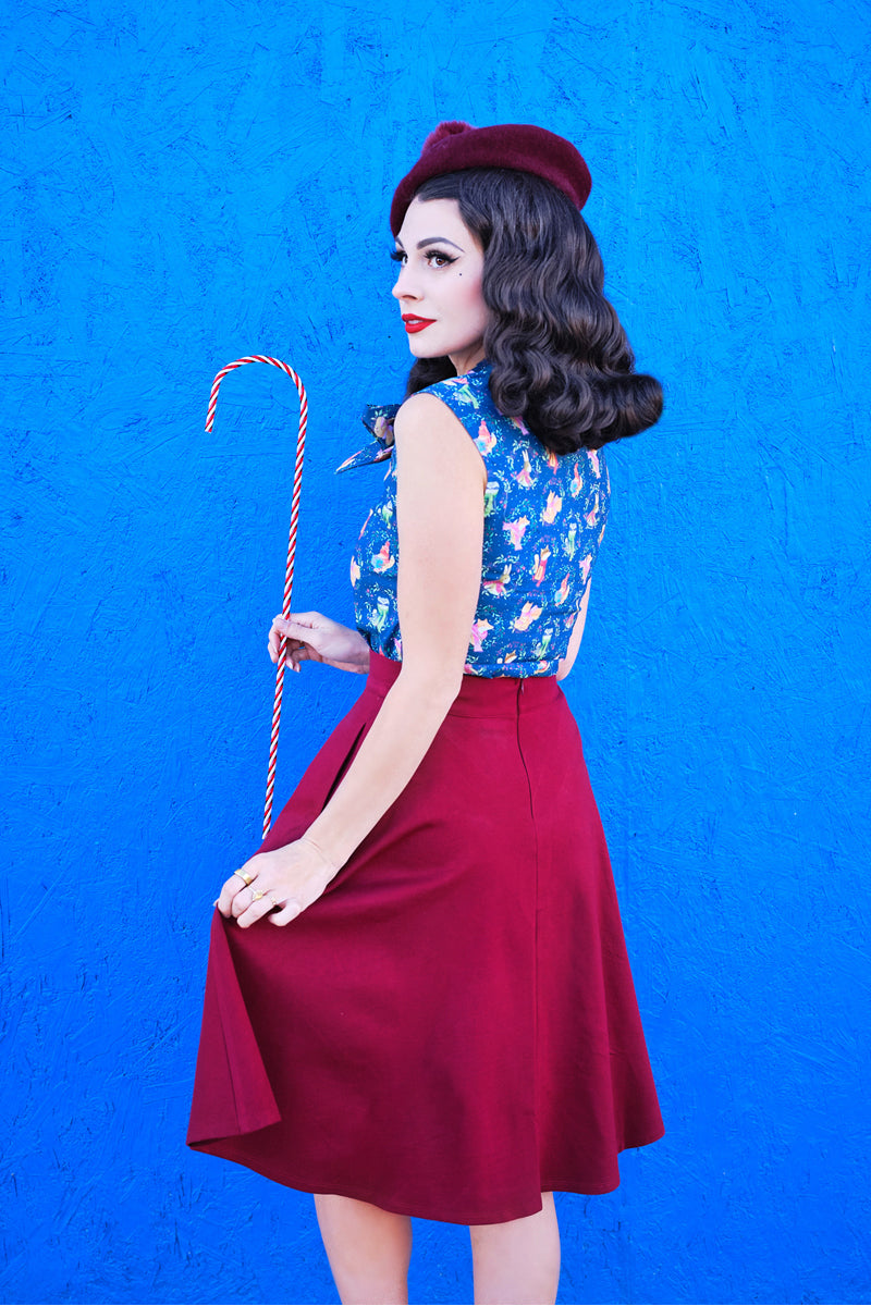 Charlotte Skirt in Burgundy - 4x Only in alt, view 2 — Soul Flow Apparel