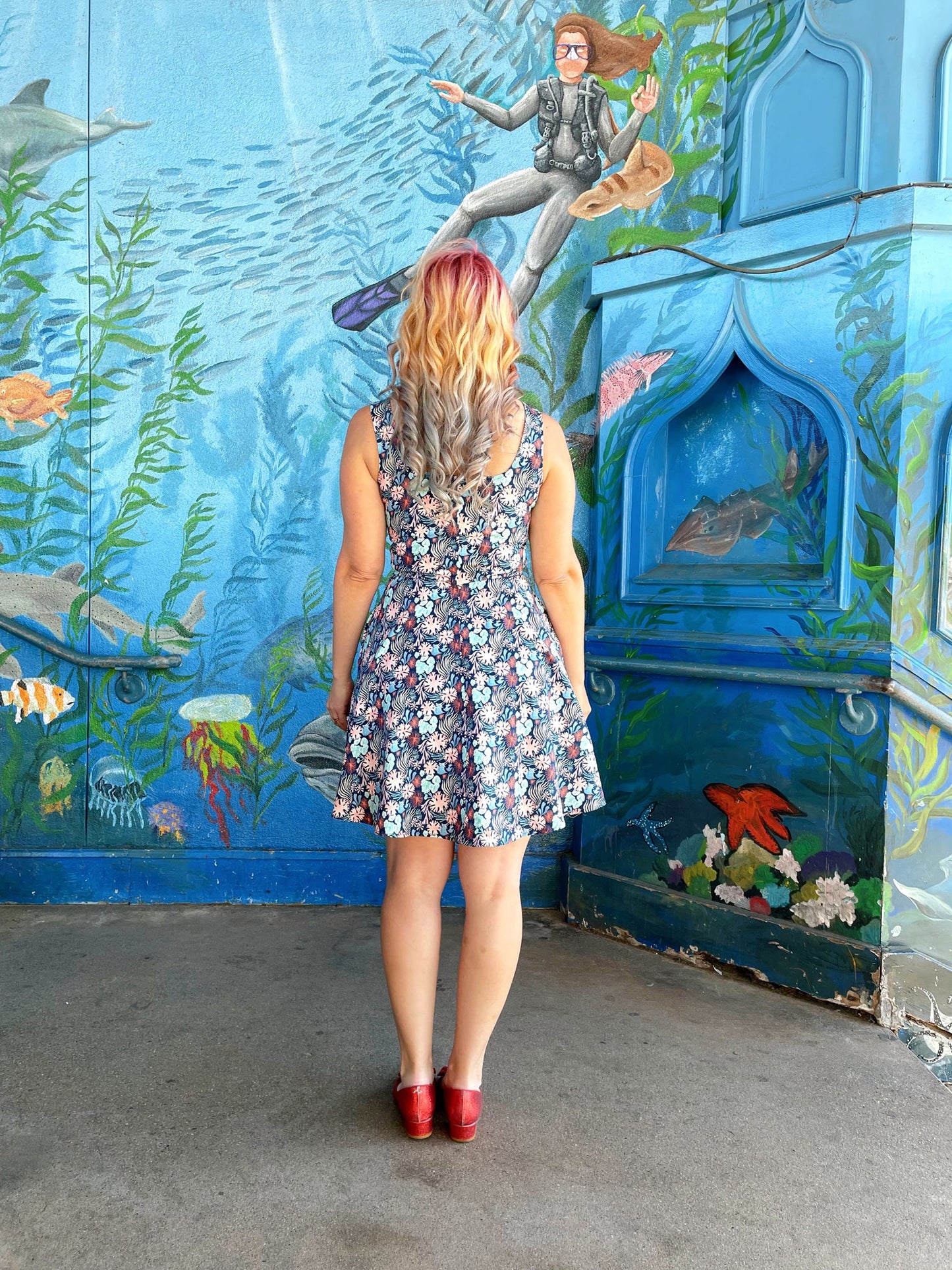 Coral Skater Dress, view 2 — Soul Flow Apparel