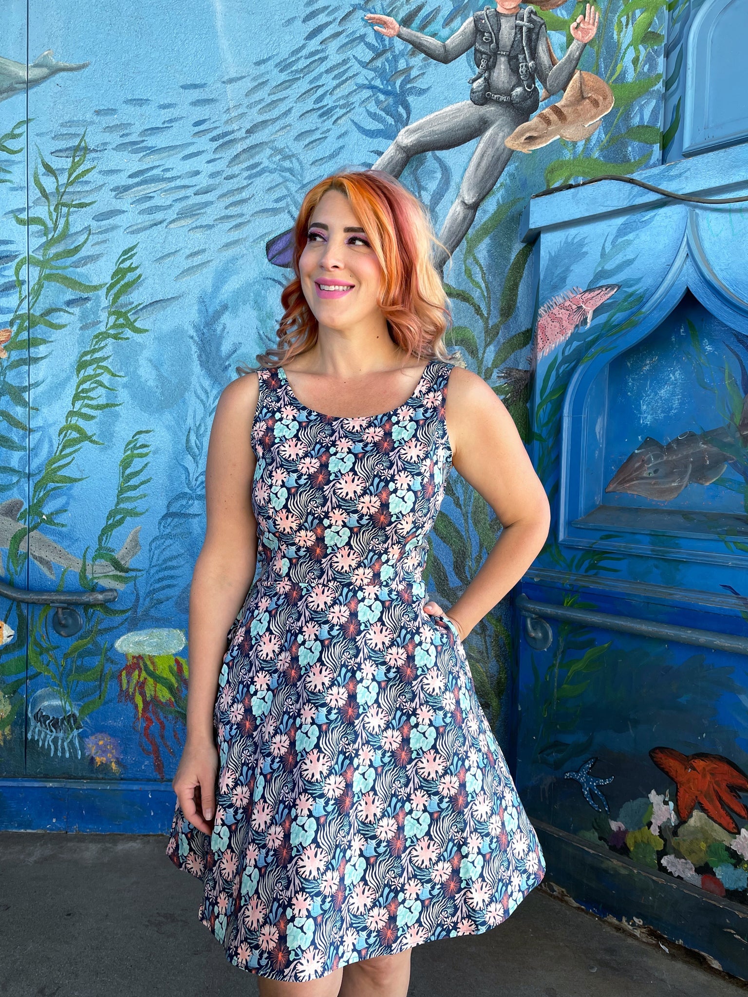 Coral Skater Dress, view 4 — Soul Flow Apparel