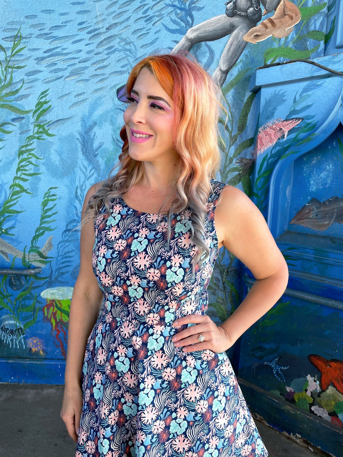 Coral Skater Dress, view 5 — Soul Flow Apparel