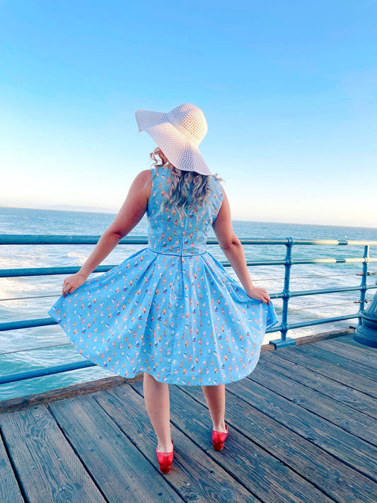 Elizabeth Dress in Windsurfer, view 2 — Soul Flow Apparel