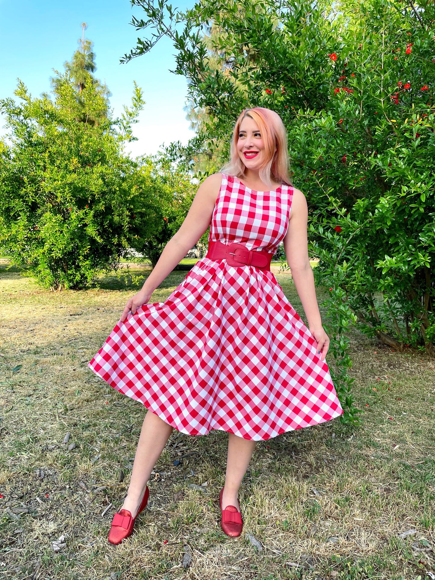Gingham Midi Dress, view 2 — Soul Flow Apparel