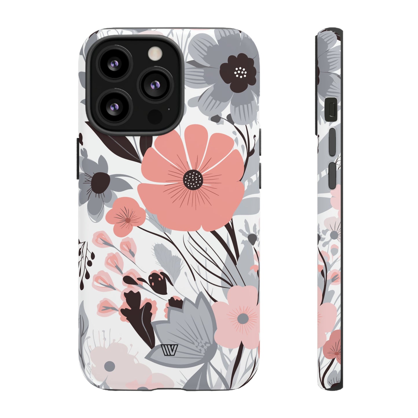 Gray Pastel Flowers | Tough Phone Case, view 2048 — Soul Flow Apparel