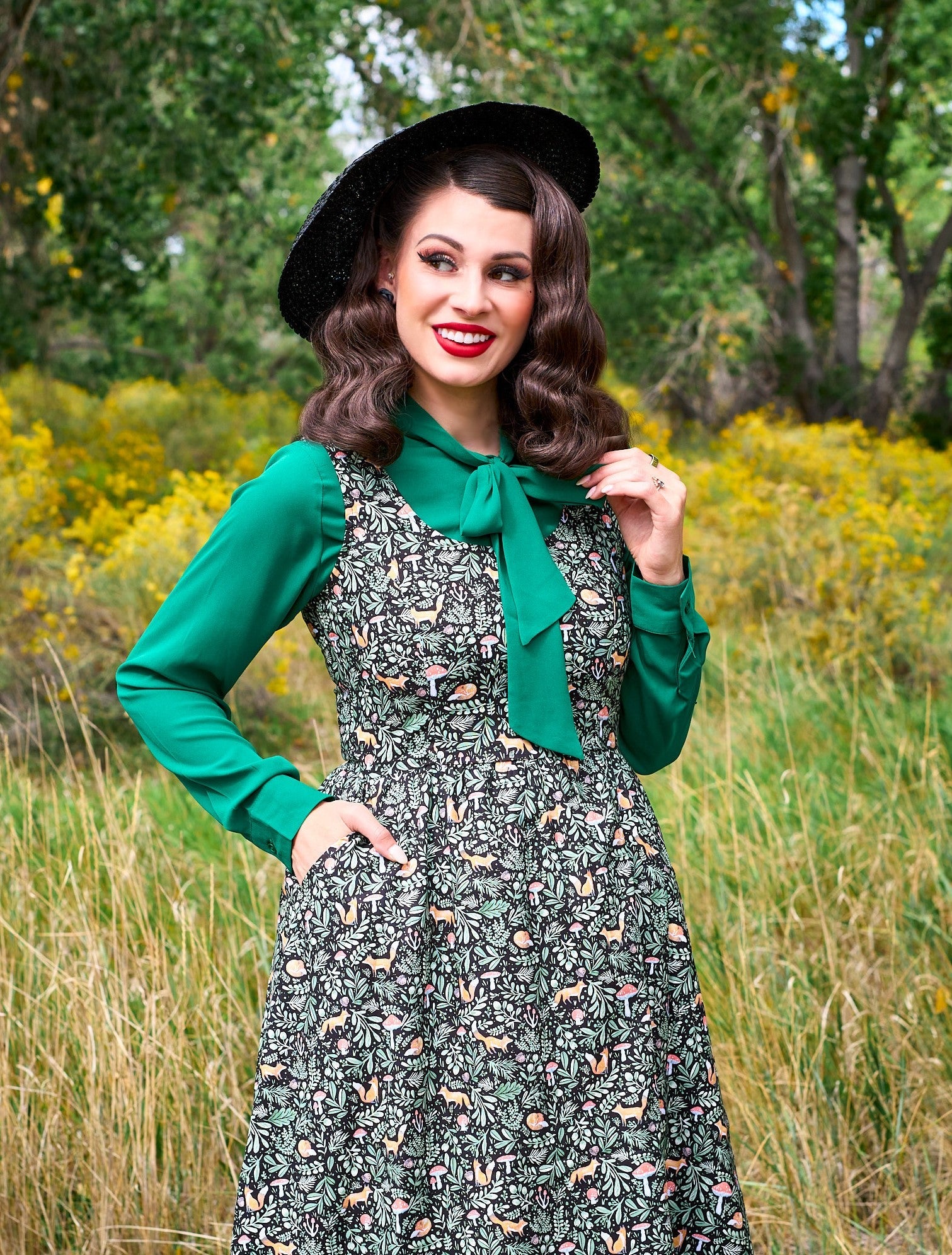 Foxy Fit & Flare Dress - Xs Only, 1 Left! in closeup — Soul Flow Apparel