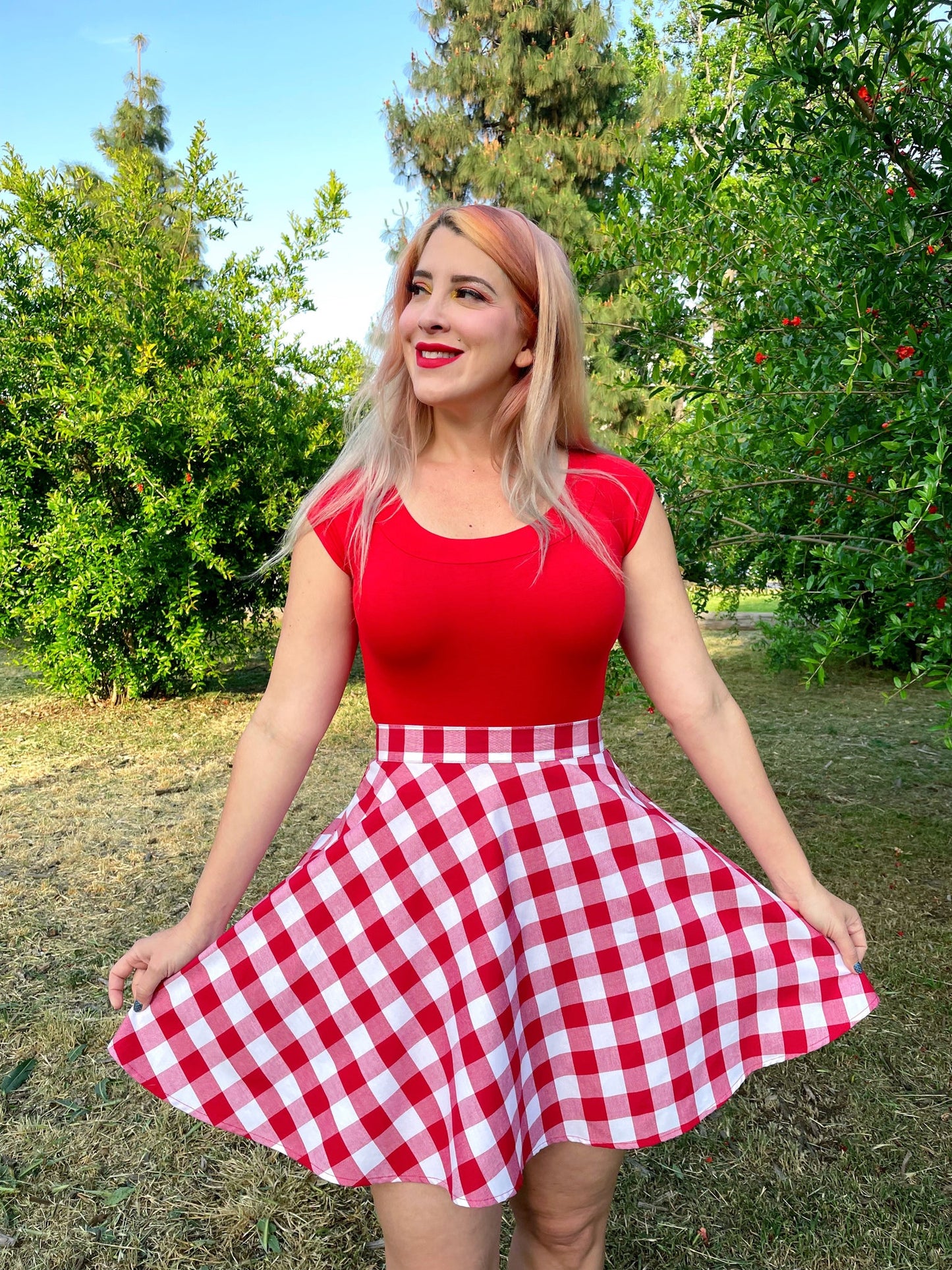 Retro Boat Neck Top in Red, view 3 — Soul Flow Apparel