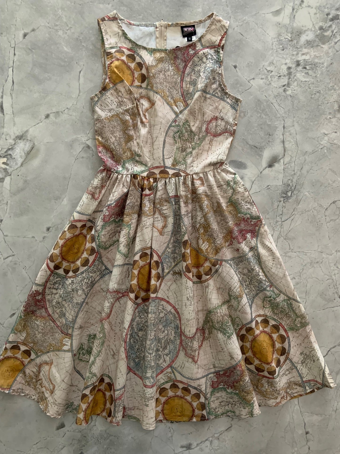 Map Vintage Dress - Xs Only, 1 Left! — Soul Flow Apparel