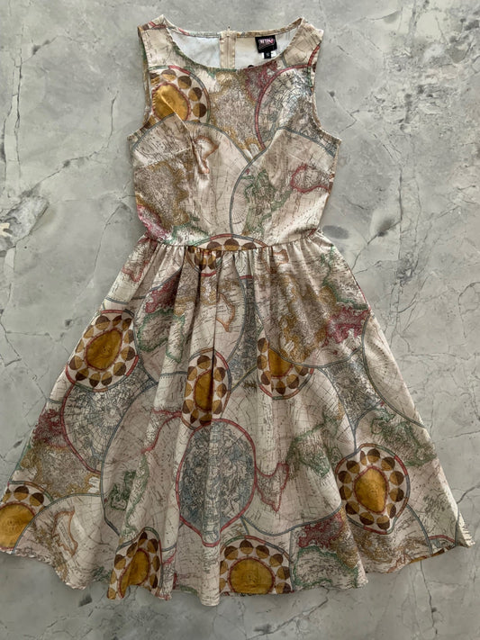 Map Vintage Dress - Xs Only, 1 Left! — Soul Flow Apparel