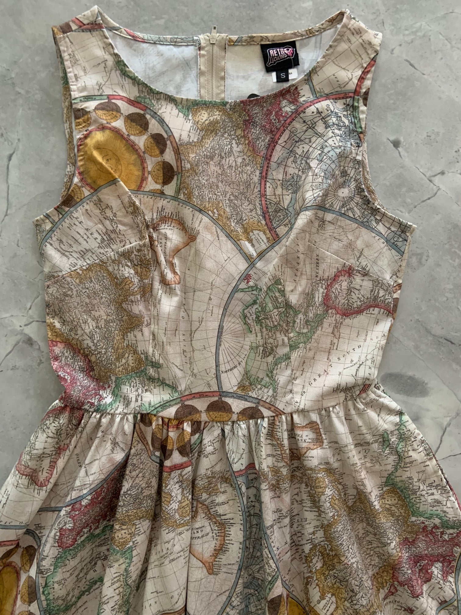 Map Vintage Dress - Xs Only, 1 Left!, view 2 — Soul Flow Apparel