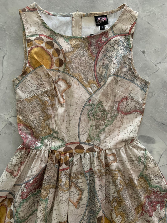 Map Vintage Dress - Xs Only, 1 Left!, view 2 — Soul Flow Apparel