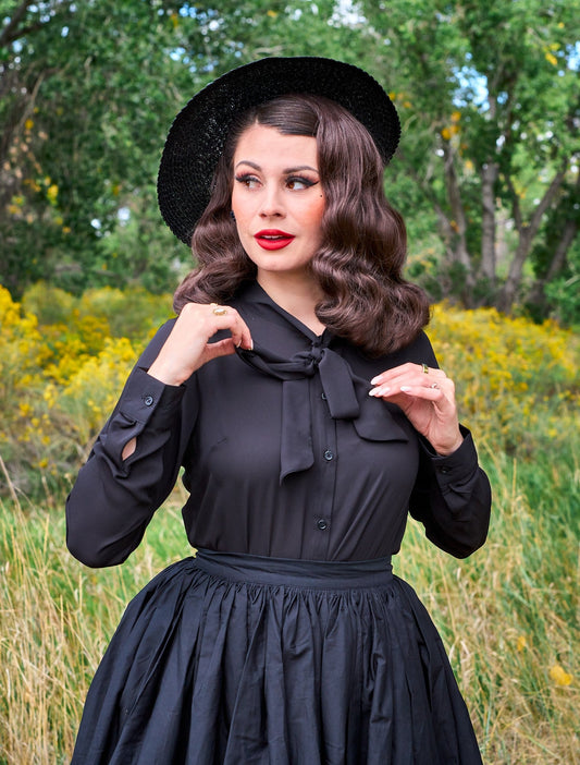 Helen Retro Blouse in Black — Soul Flow Apparel