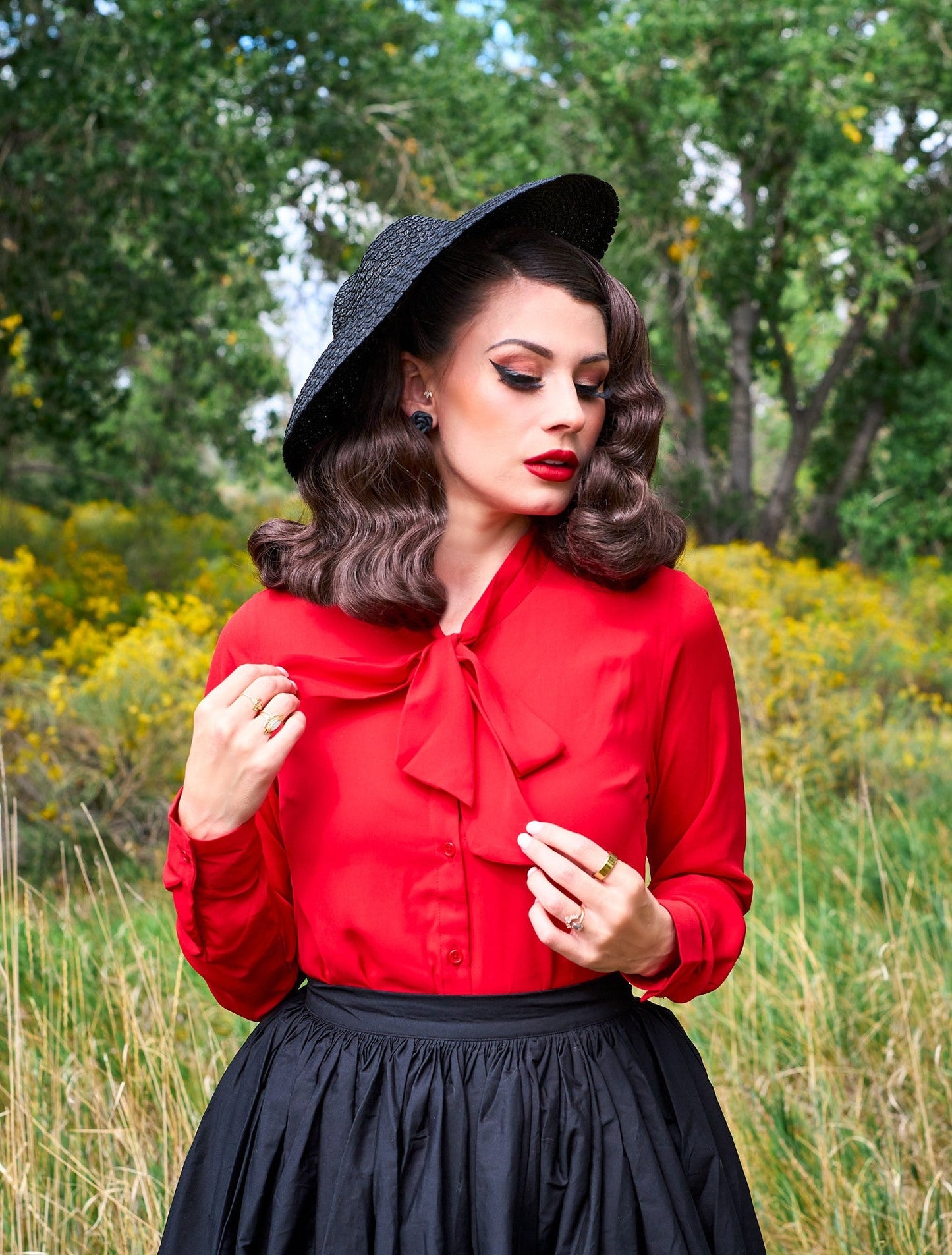 Helen Retro Blouse in Red - Plus Sizes Only — Soul Flow Apparel