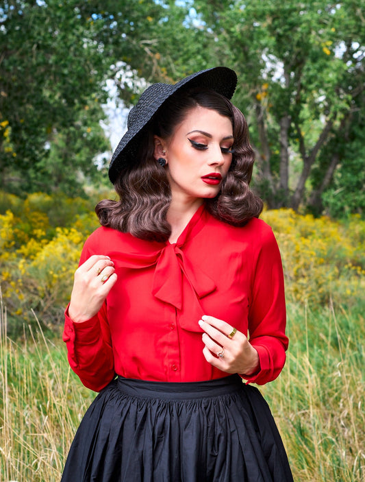 Helen Retro Blouse in Red - Plus Sizes Only — Soul Flow Apparel