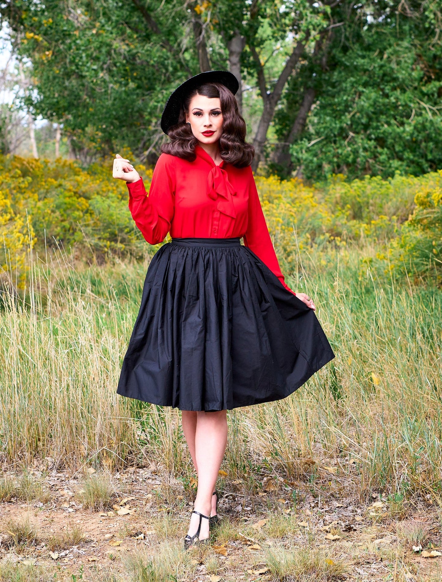 Helen Retro Blouse in Red - Plus Sizes Only, view 2 — Soul Flow Apparel