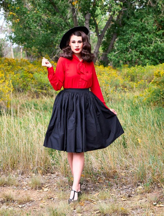 Helen Retro Blouse in Red - Plus Sizes Only, view 2 — Soul Flow Apparel