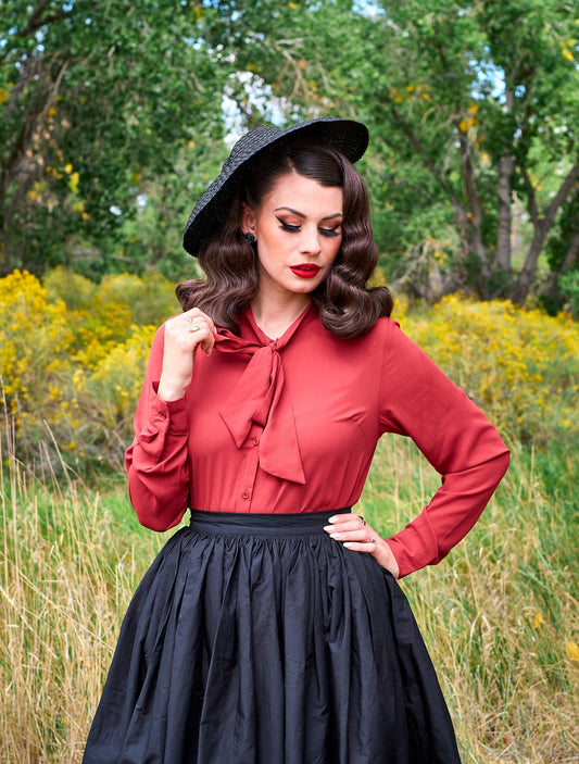 Helen Retro Blouse in Cognac - 3x Only — Soul Flow Apparel