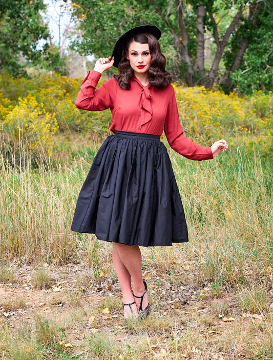 Helen Retro Blouse in Cognac - 3x Only, view 2 — Soul Flow Apparel